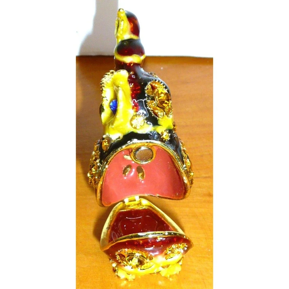Cherished Treasures Jeweled Collection Enamel Mom & Baby Owl Hinged Trinket Box